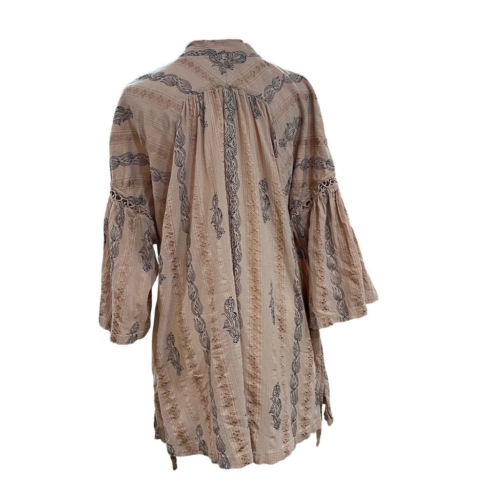 Free People New Romantics Pink Cotton Gauze Embroidered Kimono Wrap Top Small - Picture 5 of 12